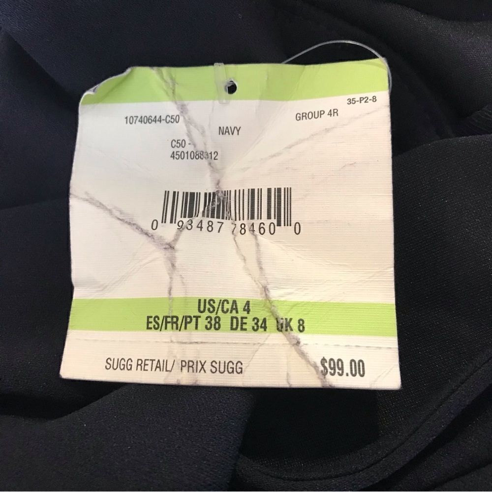 NWT Anne Klein Dress Women’s Size 4 Navy Blue Sleeveless Bow Accent - Picture 6 of 8